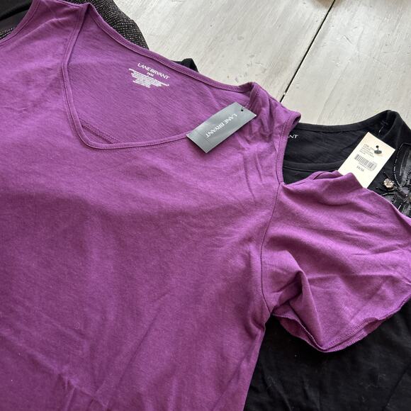 NWT Lane Bryant Purple Taupe Silver Shirt Lot of 4 Sz 14 16 Rhinestone Dragonfly - Picture 5 of 13